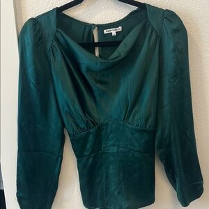 Reformation Emerald Satin Blouse